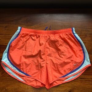 Nike Orange and Blue Dri-FIT Tempo Mid-Rise Brief-Lined Running Shorts